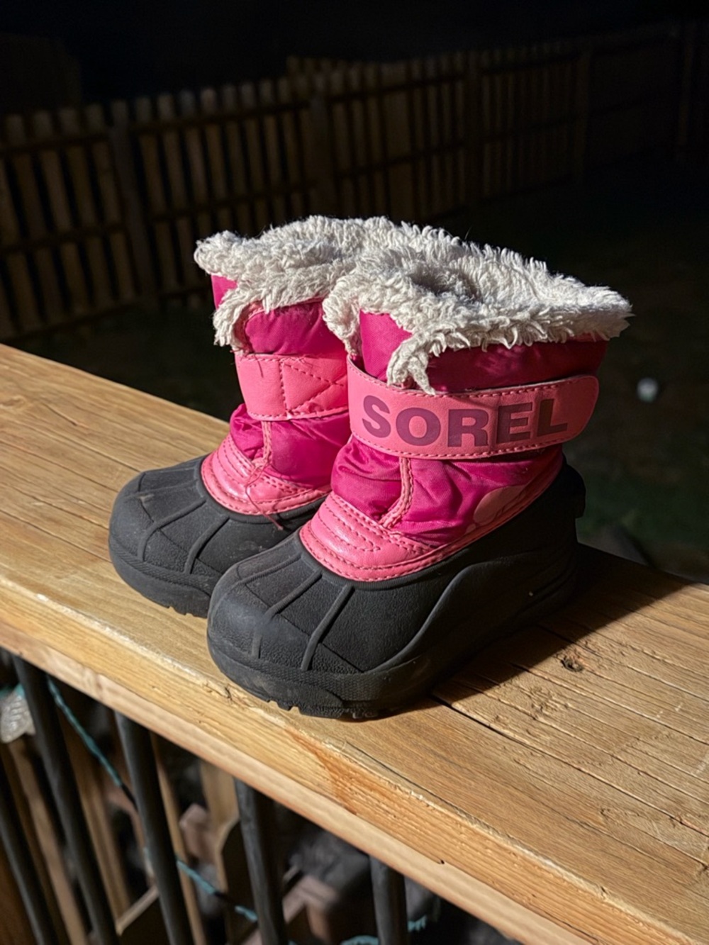 Sorel Pink Youth Winter Boot with Cream Faux Fur Lining